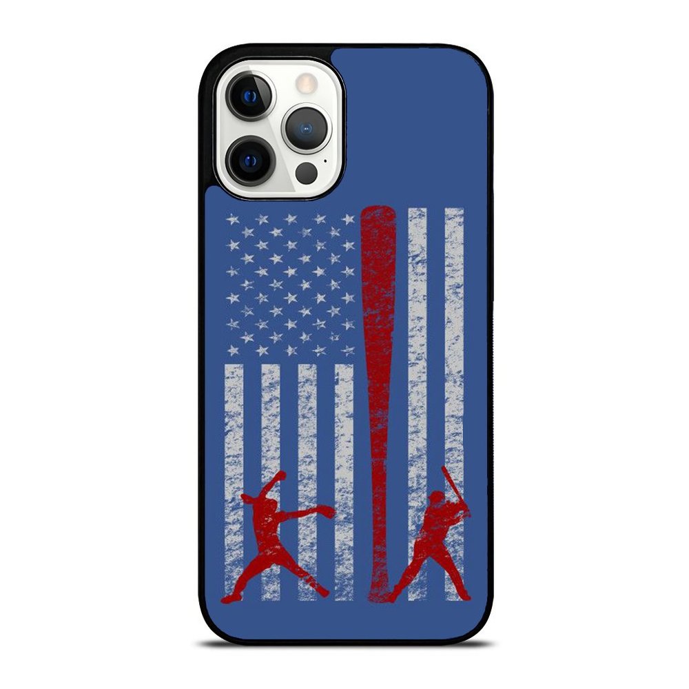 Yellow Softball Bat on Flag - Yellow Softball Flag iPhone Case